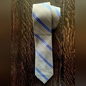 Vintage 👔 Christian Dior Necktie Tan Blue Stripe EUC $22